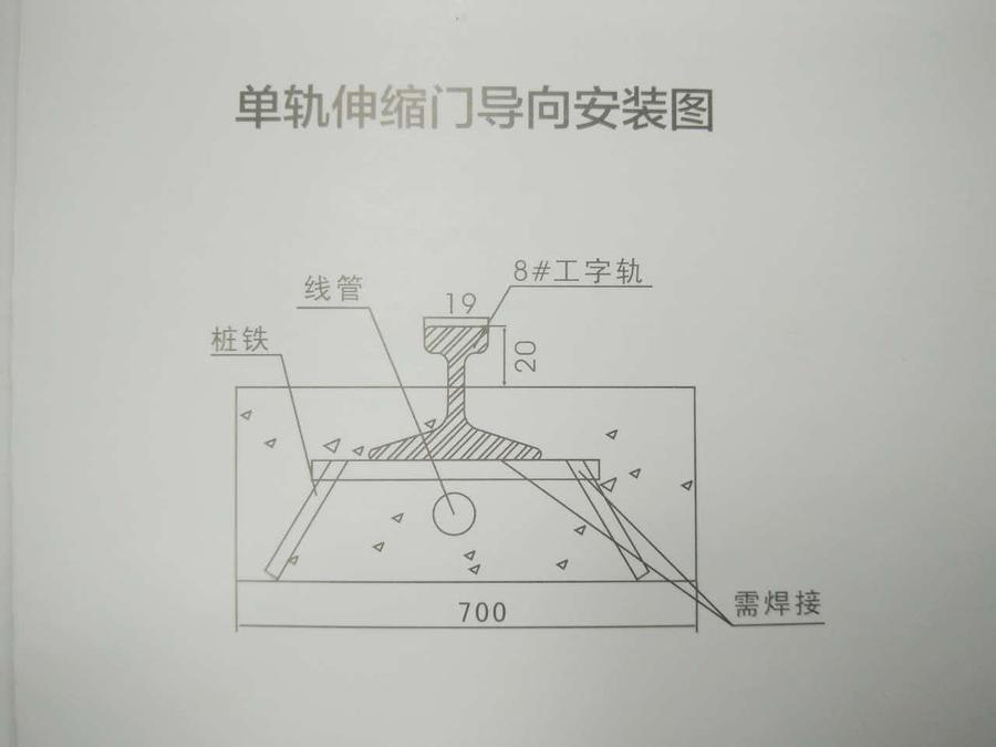 关于徐州电动伸缩单轨道和双轨道如何预埋的方法,大家请看图,就会很